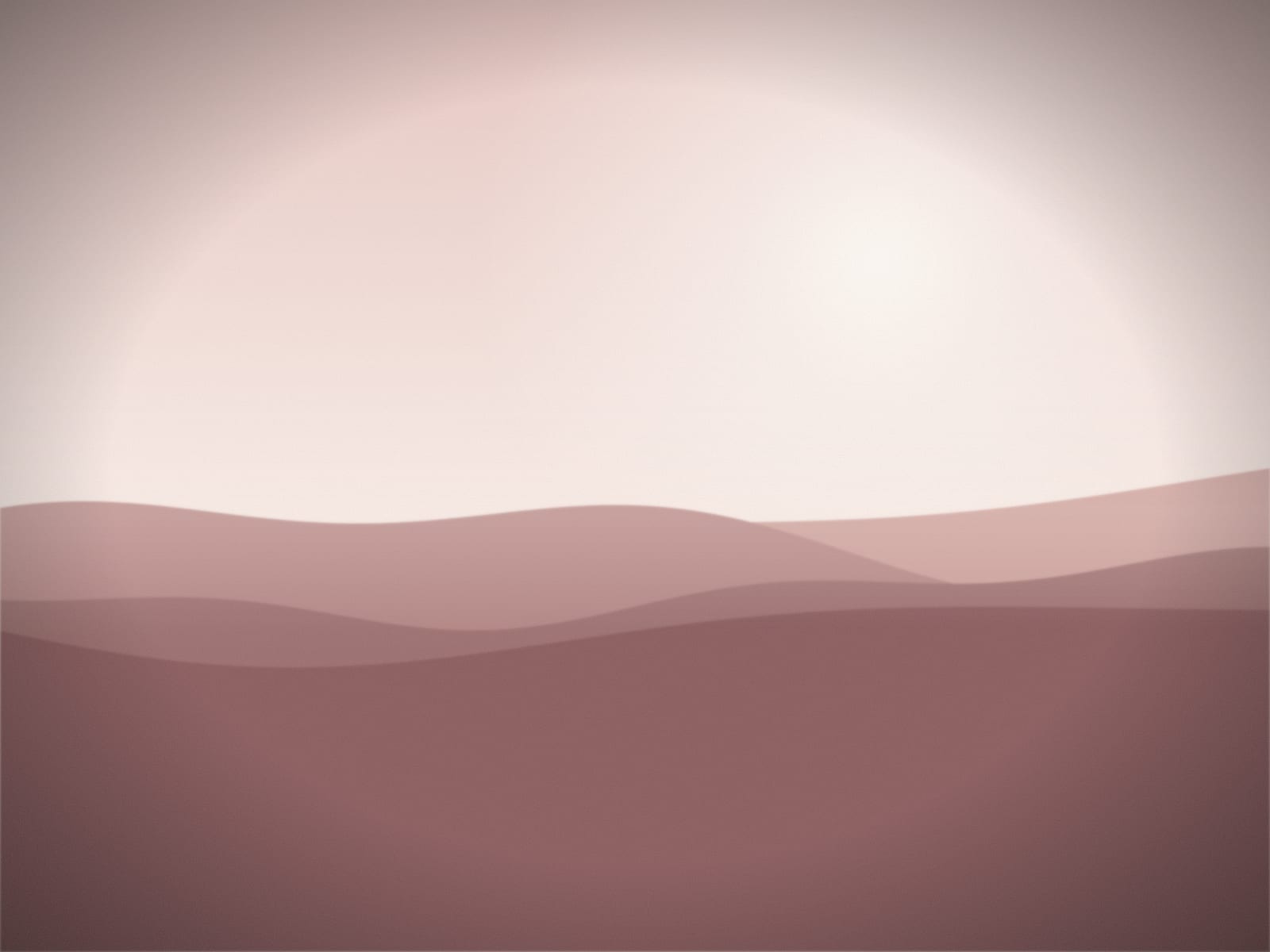 The same hillside in warm pink light