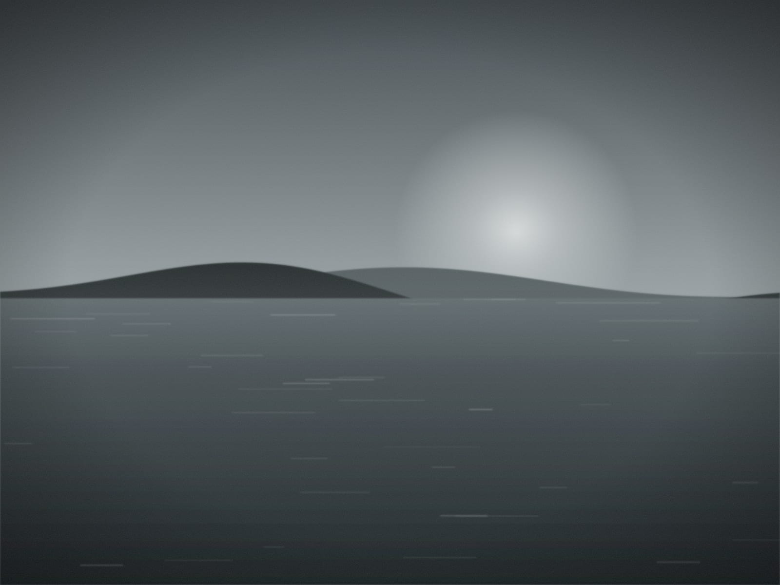 A grey sea under flat storm light