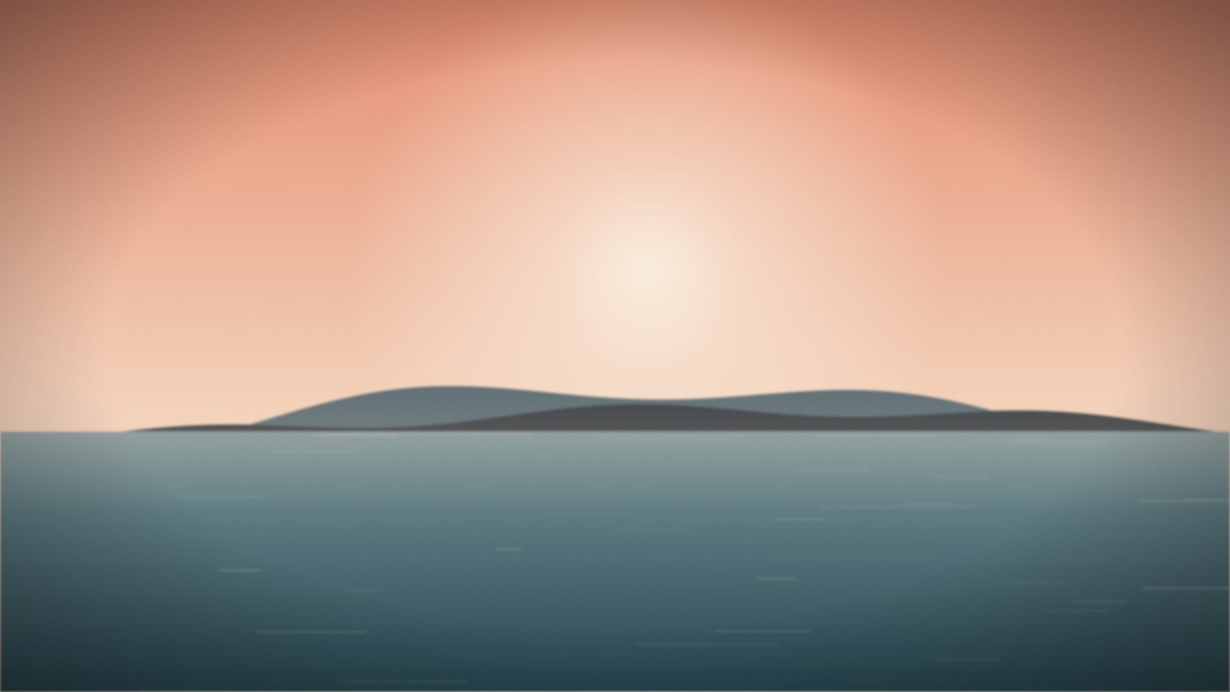 Calm sea under a pale coral sky