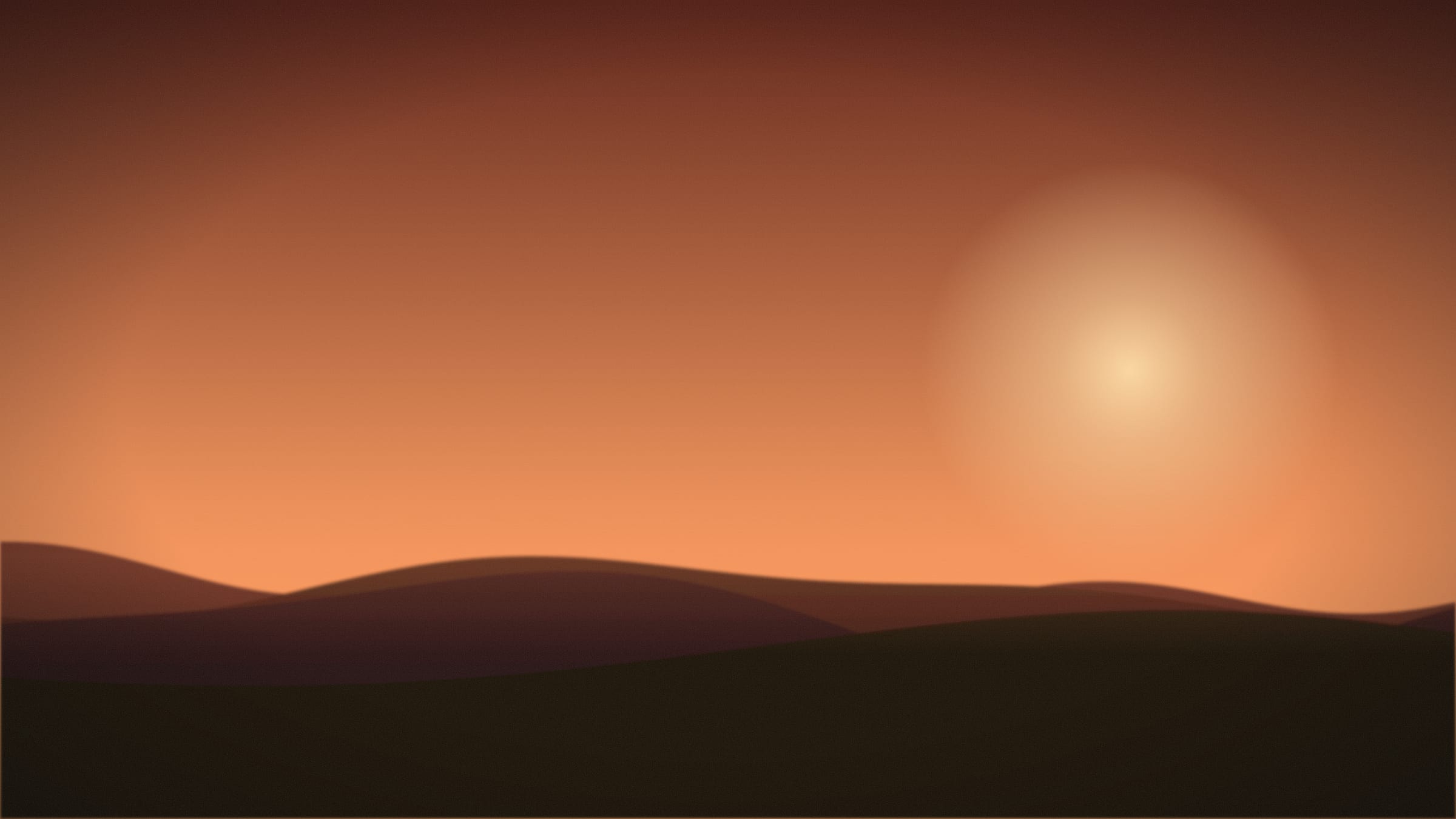 Smoke-orange sky over dark rolling fields