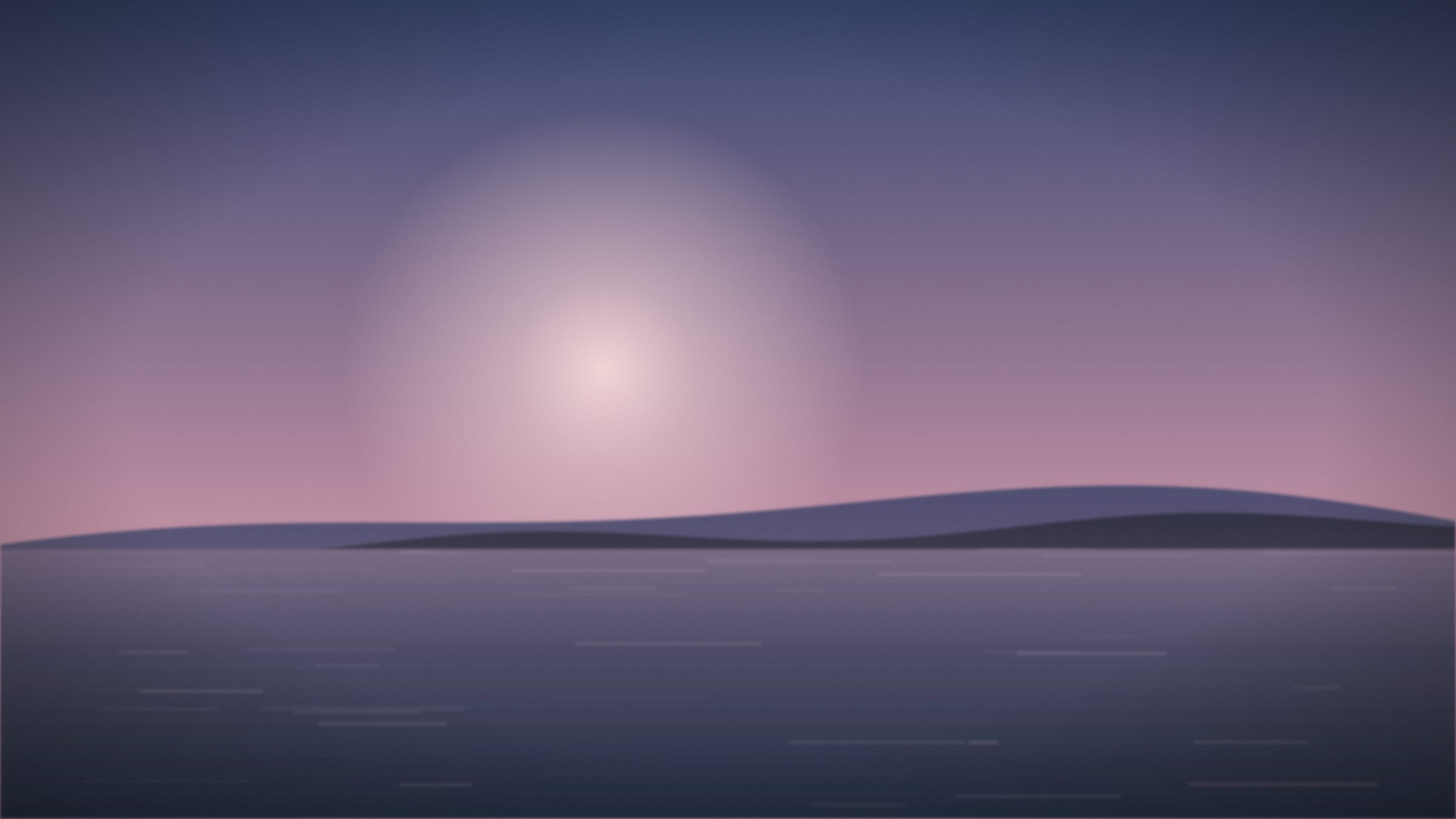 Blue hour over the water, pink at the horizon