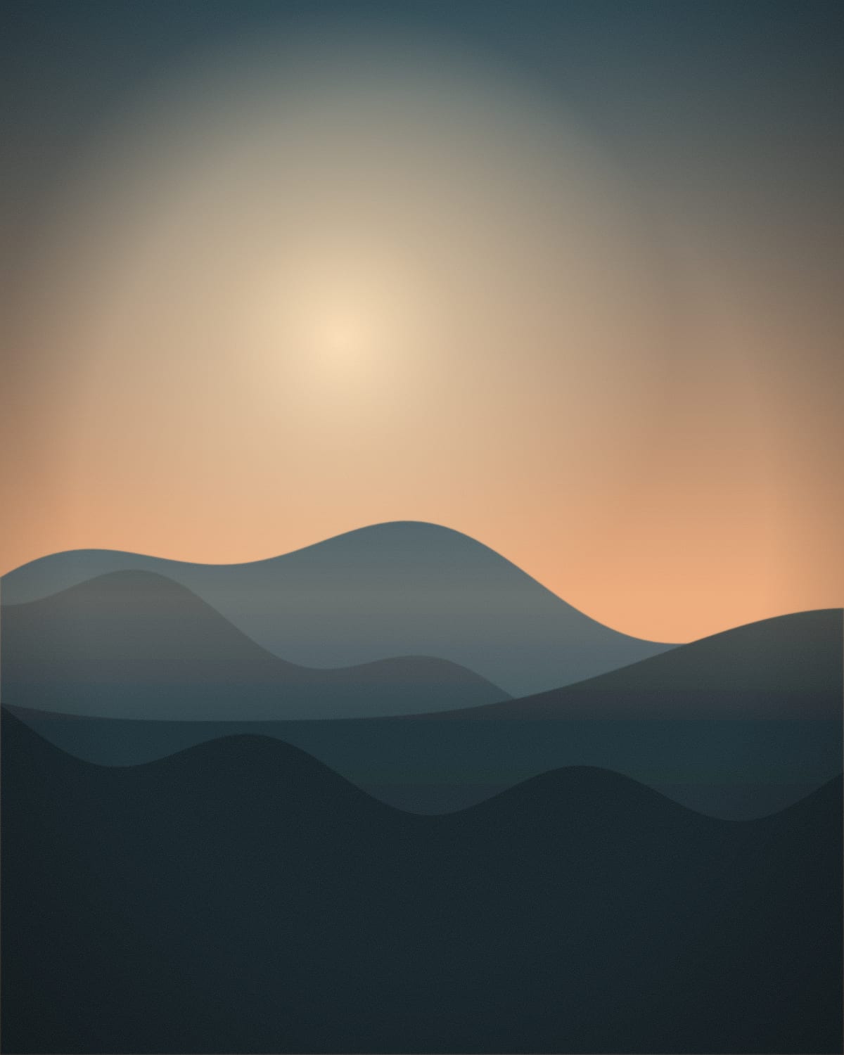 Warm haze over rolling fields