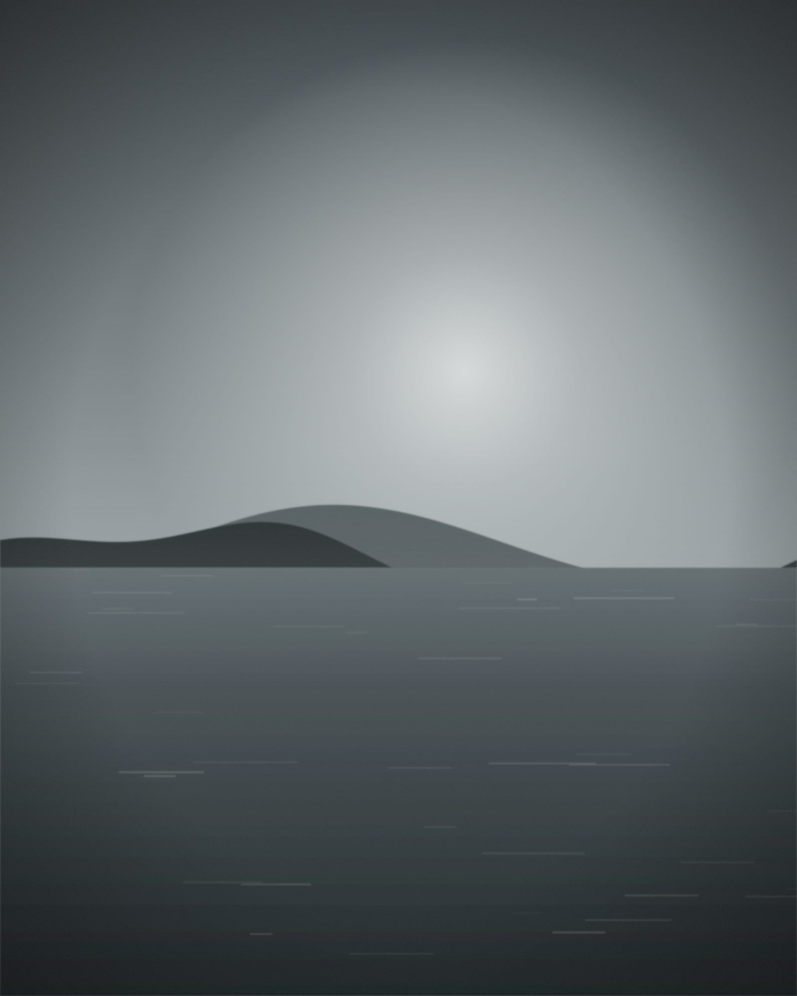 A narrow view of a still coral sea