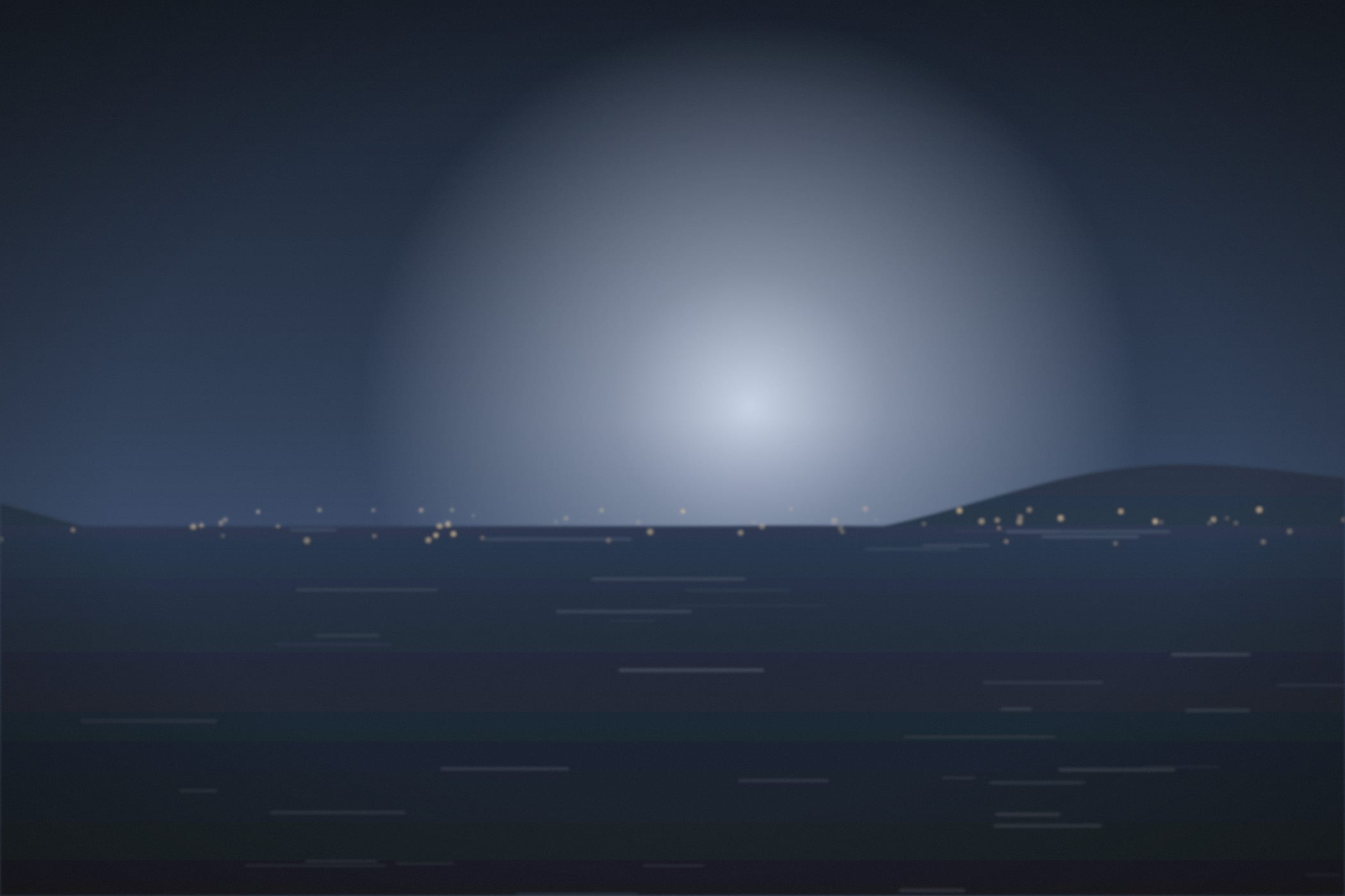 A night harbour lined with lights