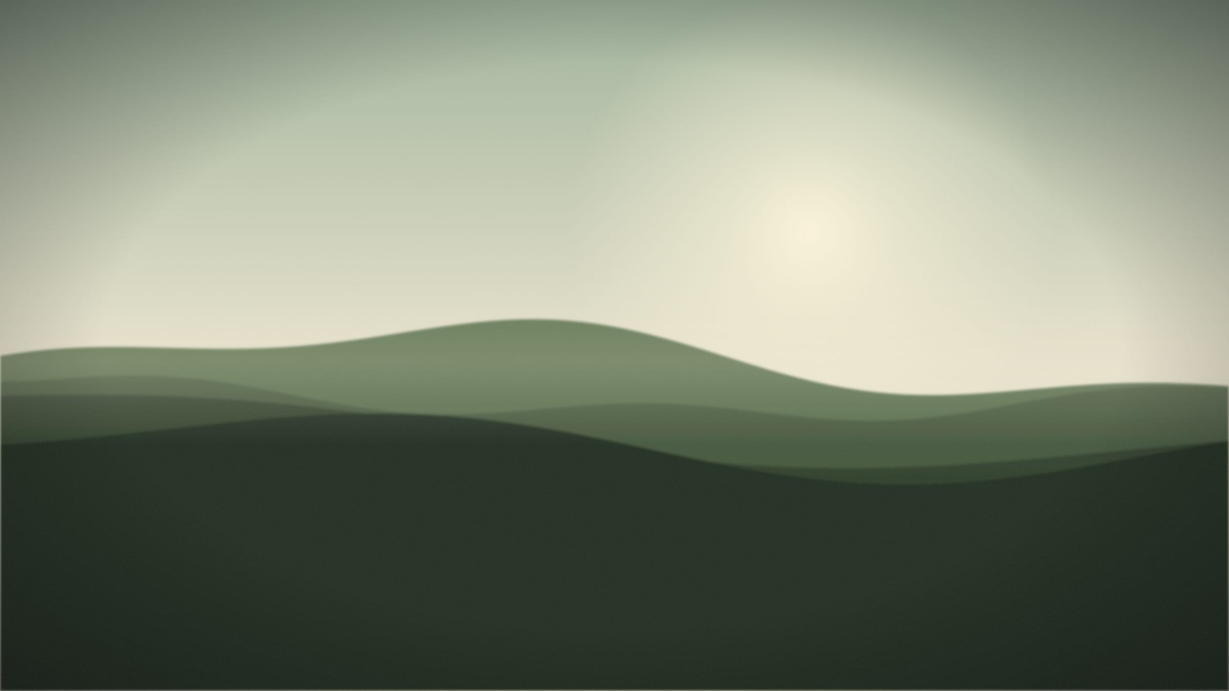 Soft green hills under a cream sky