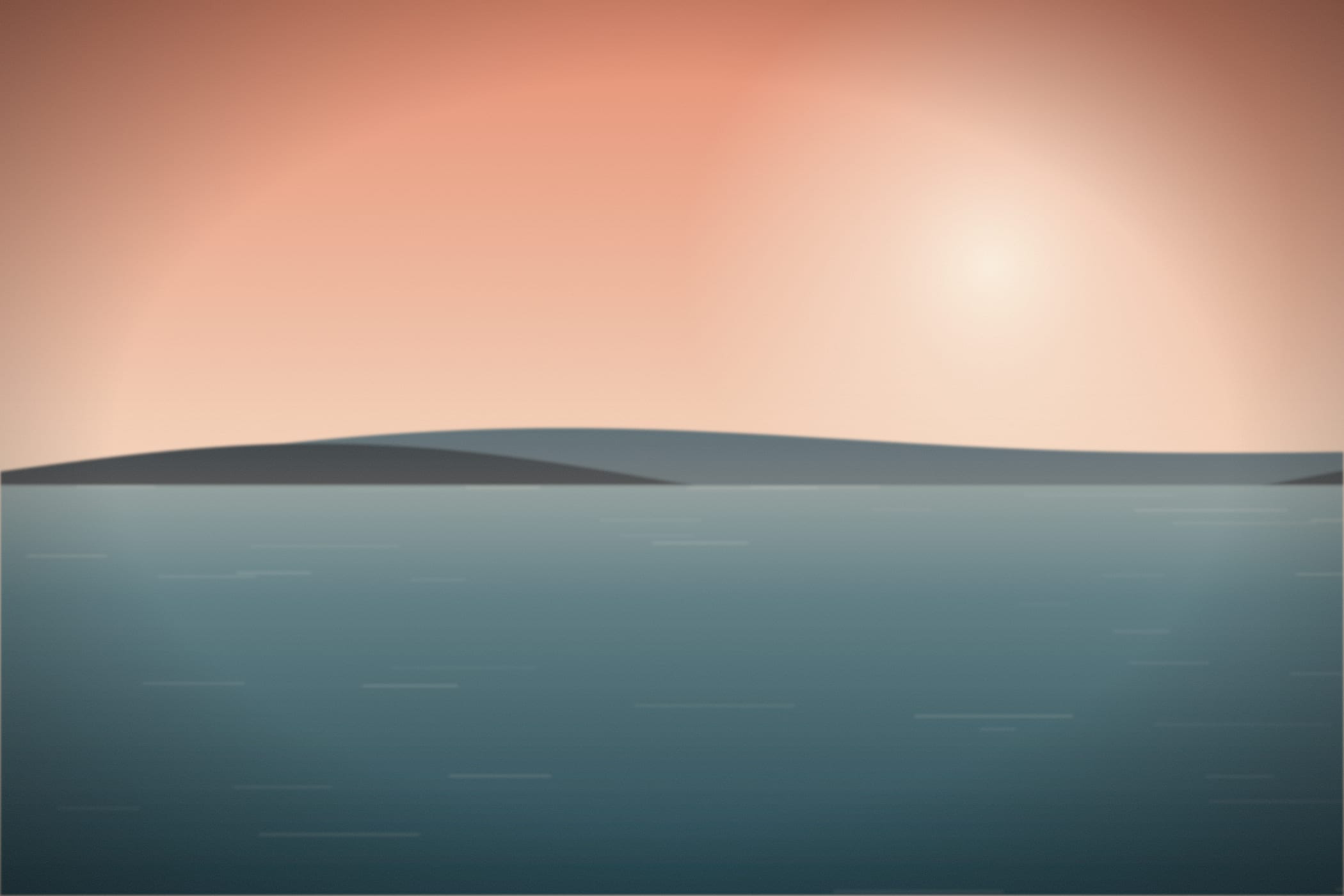 Warm coral light over a calm shore