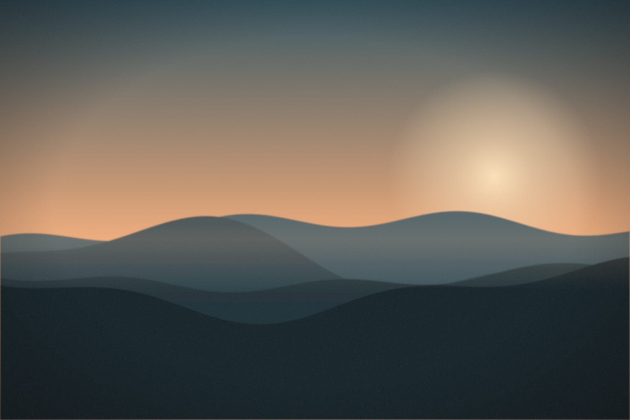 Late light over terraced hills